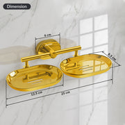 Plantex J4 Stainless Steel Double Soap Holder for Bathroom/Wall Mounted Soap Holder/Bathroom Accessories (PVD Gold Finish) Onix