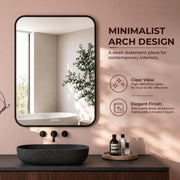 Plantex Aluminium Frame Bathroom Mirror for Wall/Wall Mount Mirror for Bedroom/Dressing Room/Living Room/Entryway - Shatterproof Mirror (18x24 Inch-Brushed Black/Rectangle)