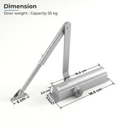 Plantex Heavy Duty Door Closer/Automatic Door Closer for Wooden Door/55 Kg Hydraulic Door Closer for Home/Office/Hotel/Wide 180 Degree Opening (ISO 9001 Certified) - Silver