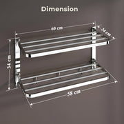 Plantex Double Towel Rack for Bathroom/24 Inch Dual Towel Holder/Towel Bar/Towel Henger/Bathroom Accessories - Pack of 1 (Chrome)