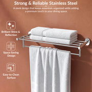 Plantex 304 Grade Stainless Steel 24 Inches Long Towel Rack/Towel Hanger for Bathroom/Towel Bar/Bathroom Accessories - Olive (Chrome)