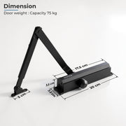 Plantex Premium Automatic Soft Door Closer for All Door/Heavy Duty Aluminium Auto Door Closers/Adjustable Hydraulic Door Closer(ISO 9001 Certified) (Capacity 75 Kg,Black)