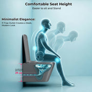 Plantex Imported Italica Ceramic Wall Hanging Commode/Rimless Washdown Flush Commode/Western Toilet with Soft Close Toilet Seat Cover - P trap (Square - Matt Dark Grey)