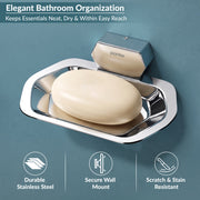 Plantex 304 Grade Stainless Steel Soap Dish for Bathroom/Soap Case/Soap Holder/Soap Stand/Bathroom Accessories - Pack of 1 (Delta, Chrome)