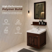 Plantex Unbrekable Bathroom Vanity Cabinet & Washbasin Set/Washbasin with Cabinet/Vanity Basin for Bathroom with Mirror (Brown)