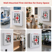 Plantex Metal First Aid Box/Emergency Medical Kit Box for Medicine Storage/Multi Compartment for Medicine Organizer First Aid Kit Box for Home, School, Office with Key Lock - (White)