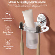 Plantex 304 Grade Stainless Steel Tumbler Holder Stand with Space for Toothbrush Holder/Bathroom Accessories - Olive (Chrome)