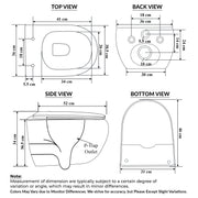 Plantex Imported Ceramic Wall Mounted Commode/Rimless Washdown Western Commode Toilet/Western Toilet with Soft Close Seat Cover - P Trap (Matt Grey)