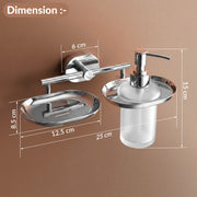 Plantex J4 Stainless Steel Soap Dish with Liquid Dispenser/Soap Stand for Bathroom Wall Mount/Shampoo Dispenser/Bathroom Accessories (Chrome Finish) Onix
