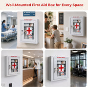 Plantex Metal First Aid Box/Emergency Medical Kit Box for Medicine Storage/Multi Compartment for Medicine Organizer First Aid Kit Box for Home, School, Office with Key Lock - (White)