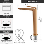 Plantex Brass Wash Basin Mixer Tap/Hot & Cold Basin Mixer Faucet/Deck Mount Pillar Spout for Bathroom Sink - Pack of 1 (APS-4604, Brushed Rose Gold)