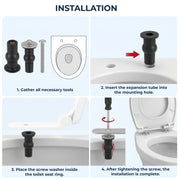 Plantex Top Fix Toilet Seat Cover Hinges with Rubber Bush & Bracket/Universal Toilet Lid Fixing Bolts & Screws/Replacement Toilet Seat Fittings Kit/Bathroom Toilet Accessories - (white)
