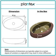 Plantex Ceramic Washbasin/Basin for Bathroom/Oval Tabletop Wash Basin/Countertop Vessel Sink for Home, Office  (Brass & Copper Antique - 24 x 15 x 6 Inch)