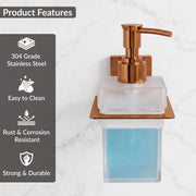 Plantex 304 Grade Stainless Steel Liquid Soap Dispenser for Bathroom/Frosted Glass Hand wash Dispenser/Bathroom Accessories - Pack of 1 (Crystal, PVD Rose Gold)