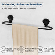 Plantex 24 Inch Self-Adhesive Stainless Steel Towel Hanger/Bathroom Towel Holder for Wall Without Drill/Towel Hanger Stand/Bathroom Accessories - (Royal, Black)