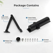 Plantex Premium Automatic Soft Door Closer for All Door/Heavy Duty Aluminium Auto Door Closers/Adjustable Hydraulic Door Closer(ISO 9001 Certified) (Capacity 75 Kg,Black)