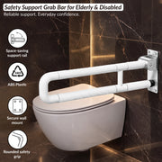 Plantex Stainless Steel 24 Inch U-Shape Handle for Bathroom Support/Space-Saving Safety Bar for Shower/Toilet/Bedside Anti-Slip Shower Grab Bar for Bathroom - (White)