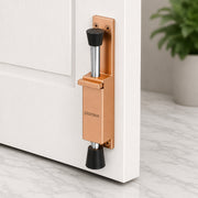 Plantex Kickdown Door Stopper Spring Loaded Telescopic Step On/Off Door Stopper Rubber, Adjustable Heavy Duty Door Locks Holder Stop/Release by Foot - Pack of 1 (Rose Gold)