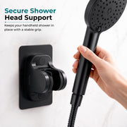 Plantex ABS Hand Shower Holder For Bathroom/Strong Self Adhesive Adjustable Handheld Shower/No Drilling Wall Mount Bracket - (Black)