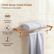 Plantex 304 Grade Stainless Steel Towel Rack/Towel Holder in Bathroom/Towel Hanger/Stand/Bathroom Accessories Set - Decan (Rose Gold)