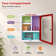 Plantex First Aid Box/Medicine Storage Box/Emergency First Aid Kit Box/Medical Box for Home, School & Office/Medicine Organizer with Multi Compartment - (Red & White) – Big Size Wall Mount – GI Steel