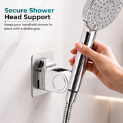 Plantex ABS Hand Shower Holder For Bathroom/Strong Self Adhesive Adjustable Handheld Shower/No Drilling Wall Mount Bracket - (Chrome)