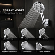 Plantex Abs Hand Shower For Bath/6 Mode Shower Hand With1.5 Meter Flexible Hose Pipe With Wall Hook-(Chrome)