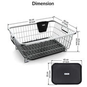 Plantex Stainless Steel Vessel Drainer Basket/Dish Drying Rack with Drainer Tray/Utensil Drying Rack for Kitchen/Plate Stand/Basket for Utensils (Size-56x43x23cm)