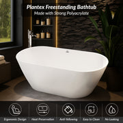 Plantex Freestanding Bathtub For Bathroom/Bath tub for Adults/Deep Soaker Bathtub with Overflow, Popup and Drain Pipe (BSM-203-White-1500mm)