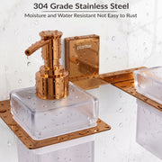 Plantex 304 Grade Stainless Steel Glass Liquid Dispenser with Tumbler Holder/Toothbrush Holder/Shampoo Dispenser for Washbasin/Kitchen/Bathroom Accessories - Pack of 1 (Crystal, PVD Rose Gold)