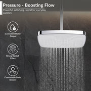 Plantex ABS Shower Head for Bathroom/14x9 inch Head for bathroom/Rain Showers Head for bathroom/Pressurized Showers Head – (Chrome & White, D510)