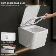 Plantex Platinum Ceramic Wall Hung Commode/P Trap Western Commode for Toilet/Rim Washdown Western Toilet with Soft Close Toilet Seat Cover- (White)