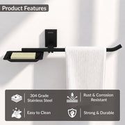Plantex 304 Grade Stainless Steel Soap Dish with Napkin Ring/Soap Stand/Soap Holder/Napkin Holder/Towel Hanger for Bathroom/Bathroom Accessories - Pack of 1 (Crystal, Black)