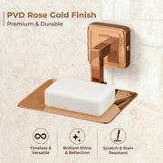 Plantex Soap Holder for Bathroom/304 Grade Stainless Steel Soap Case/Soap Stand/Bathroom Accessories - Pack of 1 (PVD Rose Gold)