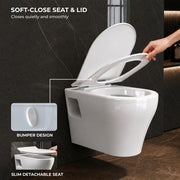 Plantex Ceramic Commode for Toilet/Rim Washdown Western Commode/P Trap Wall Hung Toilet for Bathroom with Soft Close Seat Cover - (White)