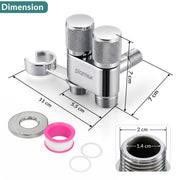 Plantex 2 Way Angle Cock/Stainless Steel Double Outlet Water Valve/Bathroom & Kitchen Tap Connector/Water Faucet - Pack of 1 (Chrome, APS-N-7)