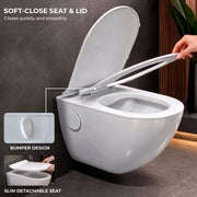 Plantex Platinum Ceramic Commode for Toilet/Rimless Wall Hung Western Toilet/Bathroom Commode With Soft Closing Toilet Seat - P Trap (White)