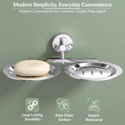 Plantex Stainless Steel Double Soap Holder for Bathroom/Soap Stand/Dual Soap Dish/Soap Storage/Bathroom Accessories - (Chrome)