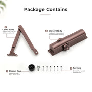 Plantex Premium Aluminium Door Closer/55kg Automatic Door Closer for Wooden Door/Adjustable Spring Door Closer- Brown (ISO 9001 Certified)