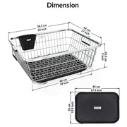Plantex Stainless Steel Dish Drying Rack/Utensil Drying Rack for Kitchen/Dish Rack with Drainer Tray/Vessel Drainer Basket for Utensils/Bartan Basket Stand (Size- 58.5x44.5x23.5 CM - Chrome Finish)