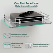 Plantex Glass Setup Box Stand Wall Mounted/Glass Shelf/Wall Shelf Rack/Wall Mount Holder with Wall Brackets (12 X 9 Inch)