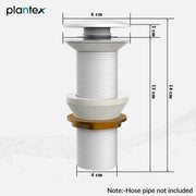 Plantex Pure Brass Waste Coupling for Wash Basin/ 5 inch Drain Out let System Full Thread Pop up Waste Coupling (Matt White - Pack of 1)