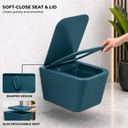 Plantex Imported Ceramic Wall Hung Commode for Toilet/Rimless Washdown Flushing/Western Commode with Soft Closing Toilet Seat - P Trap - (Pine Blue)