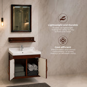 Plantex Unbrekable Bathroom Vanity Cabinet & Washbasin Set/Washbasin with Cabinet/Vanity Basin for Bathroom with Mirror (Brown)