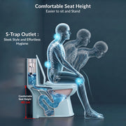 Plantex Platinum Ceramic One Piece Western Toilet/Rimless Washdown Commode for Toilet/Commode With Soft Close Toilet Seat - S Trap Outlet (Ocean)