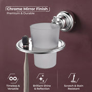 Plantex Tumbler for Bathroom/304 Grade Stainless Steel Toothbrush Holder/ABS Material Toothbrush Stand Bathroom Accessories - Pack of 1 Skyllo(Chrome)