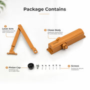 Plantex Premium Door Closer/55 kg Automatic Door Closer for Wooden Door/Wide 180 Degree Opening Door Closer for Home/Hotel/Office- Golden (ISO 9001 Certified)