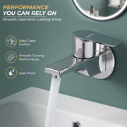 Plantex Bib Cock Water Tap for Bathroom with Water Saving Aerator/Wall Mount Tap for Wash Basin with Teflon Tape & Wall Flange, Chrome (Celesiya-1241)
