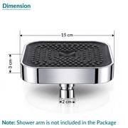 Plantex Single-Mode Square Shower for Bathroom/ABS Shower Head for Bathroom/6 Inch High Pressure Overhead Shower - (APS-D-3133, Chrome)
