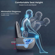 Plantex Imported Ceramic Wall Mounted Commode/Rimless Washdown Western Commode Toilet/Western Toilet with Soft Close Seat Cover - P Trap (Matt Grey)